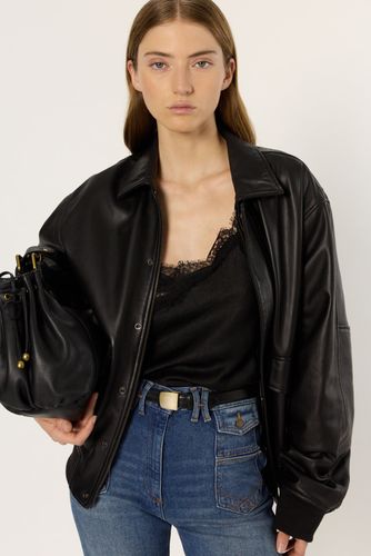 Veste ample en cuir- NIMA - Noir - Gerard Darel - Modalova