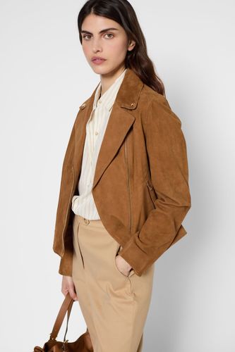 Veste biker en cuir velours - MAUD - Gerard Darel - Modalova