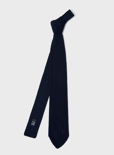Cotton Como Knitted Navy Tie - Neem London - Modalova