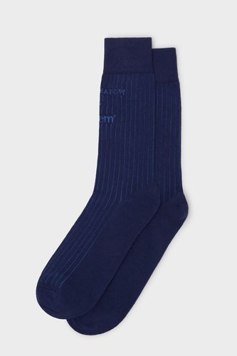 Recycled British Ribbed Cotton Navy Men's Socks - Neem London - Modalova