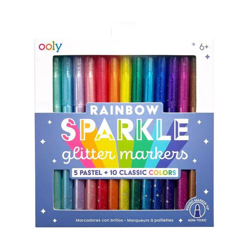 Rainbow Sparkle Glitter Markers - Set of 15 - ooly - Modalova