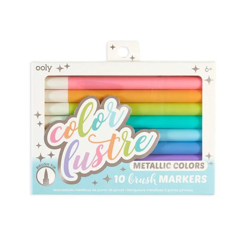 Color Lustre Metallic Brush Markers - Set of 10 - ooly - Modalova