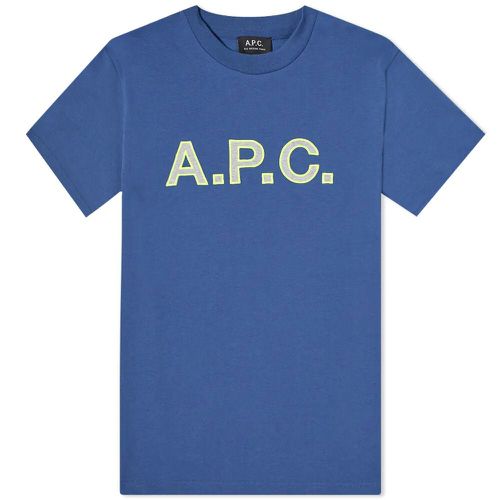 A.P.C Men's Logo T-shirt Blue L - A.p.c - Modalova