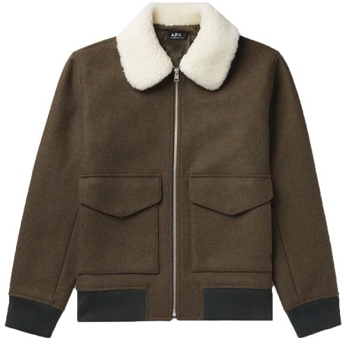 A.P.C Men's Wool Jacket Khaki XL - A.p.c - Modalova
