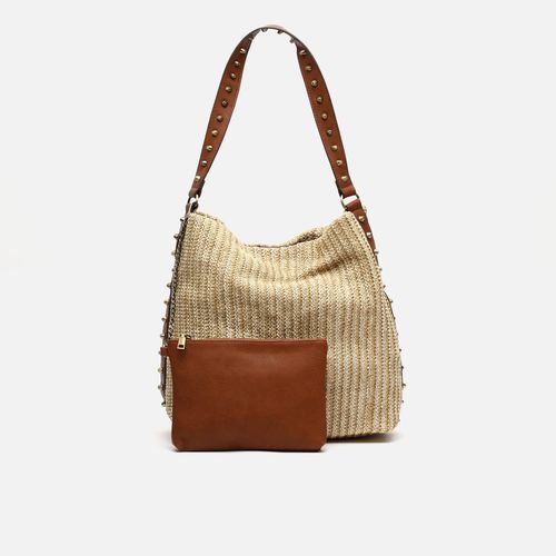 Saceti Grand sac hobo effet raphia avec détails métalliques - Misako - Modalova