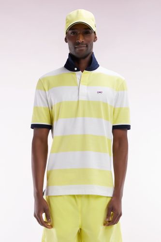 Maillot À Manches Courtes En Coton Pima Cerclé Jaune Et Coupe Droite - Eden Park - Modalova