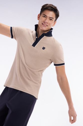 Polo Uni À Manches Courtes En Coton Stretch Passepoil Contrasté Coupe Ajustée - Eden Park - Modalova