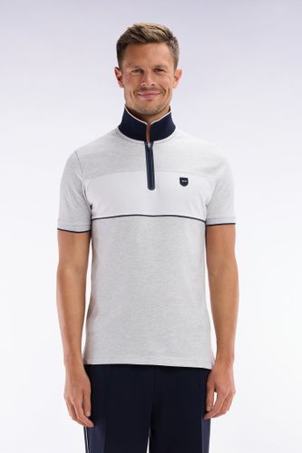 Polo À Manches Courtes En Piqué De Coton Chiné Stretch Détails Contrastés Coupe Ajustée - Eden Park - Modalova