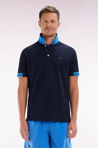 Polo À Manches Courtes En Coton Marine Détails Colorés Coupe Décontractée - Eden Park - Modalova