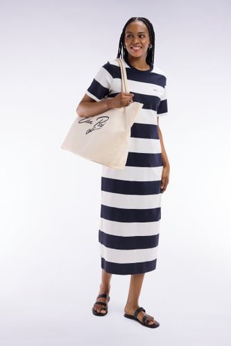 Robe T-shirt Cerclé En Coton Pima Marine Et Blanc Coupe Droite - Eden Park - Modalova