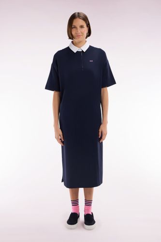 Robe Maillot En Coton Pima Marine À Col Blanc Coupe Décontractée - Eden Park - Modalova