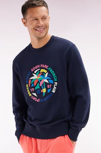 Sweatshirt En Coton Marine Broderie Palmiers Multicolore Coupe Décontractée - Eden Park - Modalova