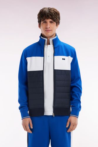 Sweatshirt Zippé Bimatière En Molleton Coton Stretch Marine Parmenture Matelassée Coupe Droite - Eden Park - Modalova