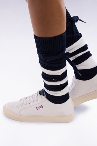 Chaussettes De Rugby Montantes Cerclées Marine Et Blanches - Eden Park - Modalova