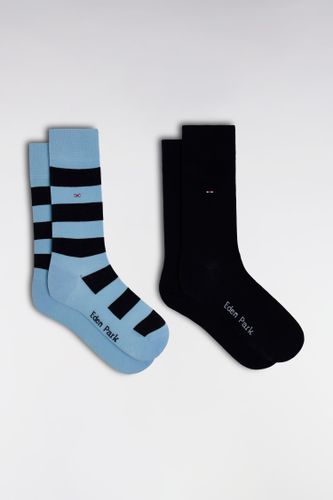 Lot De 2 Paires De Chaussettes En Coton Stretch Mélangé Ciel Et Marine - Eden Park - Modalova