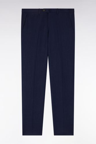 Pantalon À Taille Élastiquée En Laine Et Coton Stretch Mélangés Marine - Eden Park - Modalova