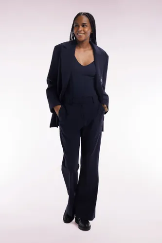 Pantalon En Laine Vierge Marine Coupe Droite - Eden Park - Modalova