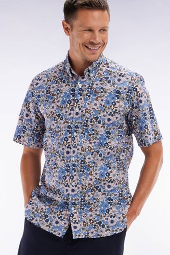 Chemise À Manches Courtes En Popeline De Coton Imprimé Floral Coupe Droite - Eden Park - Modalova