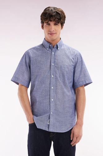 Chemise À Manches Courtes En Coton Texturé Foncé Coupe Droite - Eden Park - Modalova