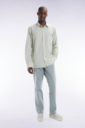 Chemise En Coton Verte Et Blanche À Rayures Bâtons Coupe Droite - Eden Park - Modalova