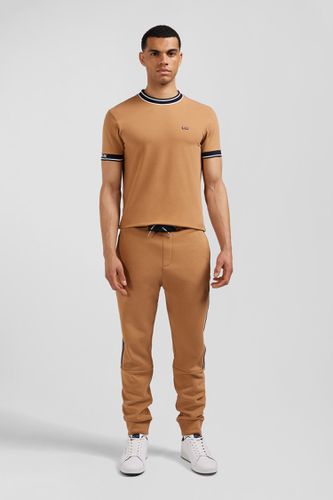 Pantalon jogging en coton mélangé camel galon rayé coupe Regular - Eden Park - Modalova