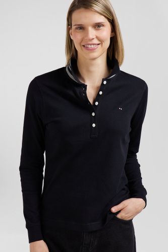 Polo Manches Longues En Coton Stretch Col Cerclé Coupe Slim - Eden Park - Modalova