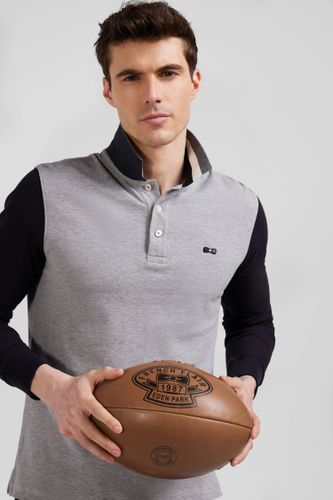 Polo Manches Longues En Piqué Coton Bicolore Col Jacquard Coupe Regular - Eden Park - Modalova
