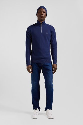 Pull Col Camionneur Zippé Uni En Coton Foncé Coupe Regular - Eden Park - Modalova