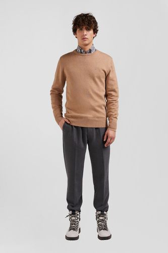 Pull col rond en laine et coton camel coupe Regular - Eden Park - Modalova