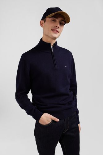 Pull Col Camionneur Zippé En Laine Et Coton Marine Coupe Regular - Eden Park - Modalova