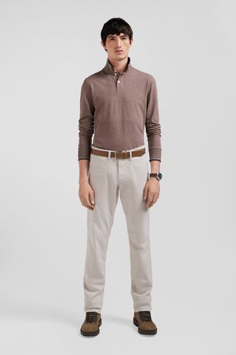 Pantalon chino camel en gabardine de coton stretch coupe Regular - Eden Park - Modalova