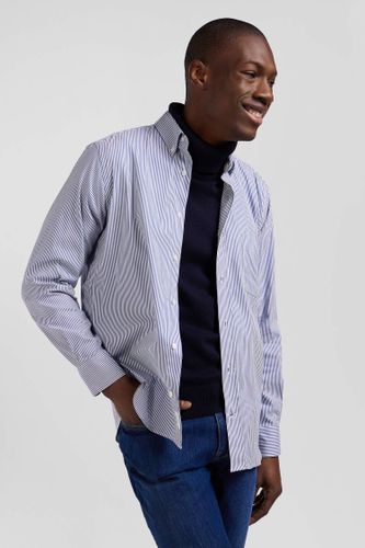 Chemise En Popeline De Coton Marine À Rayures Bâton Coupe Regular - Eden Park - Modalova