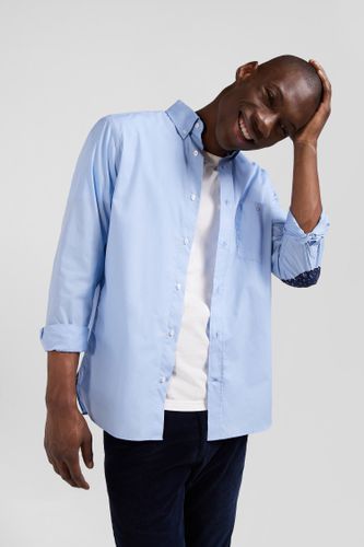 Chemise En Popeline De Coton Ciel Col Boutonné Et Coudières Imprimées Coupe Regular - Eden Park - Modalova