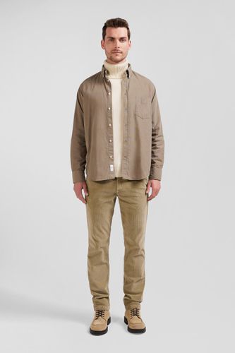 Chemise en coton uni beige col boutonné et poche poitrine coupe Regular - Eden Park - Modalova