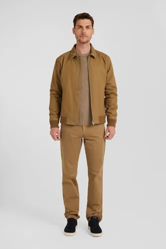 Blouson zippé à col chemise en gabardine de coton camel - Eden Park - Modalova