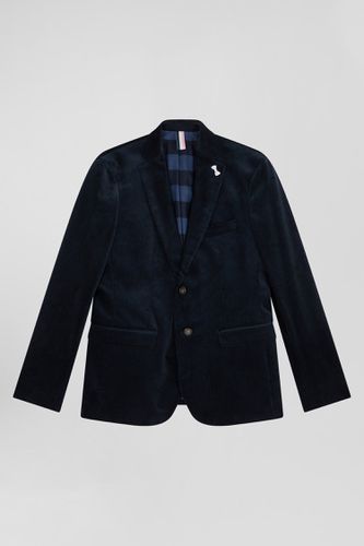 Veste en velours coton stretch bleu marine coupe Modern - Eden Park - Modalova