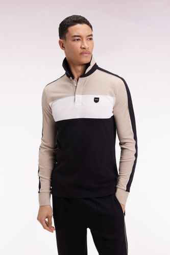 Polo Tricolore À Manches Longues En Coton Stretch Coupe Slim - Eden Park - Modalova
