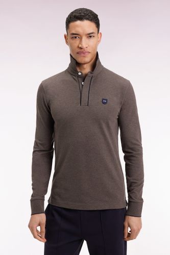 Polo À Manches Longues En Coton Stretch Passepoilé Coupe Slim - Eden Park - Modalova