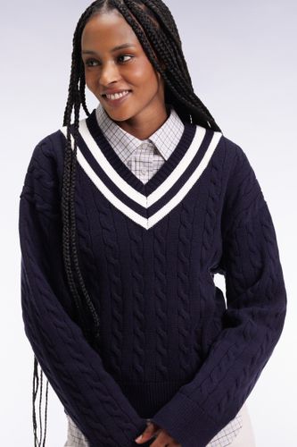 Pull Cricket Col V En Laine Et Coton Marine Coupe Oversized - Eden Park - Modalova