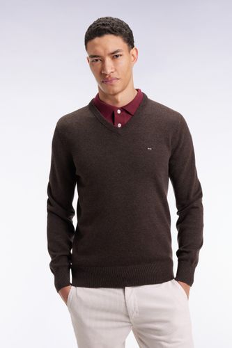 Pull Col V En Laine Et Coton Foncé - Eden Park - Modalova