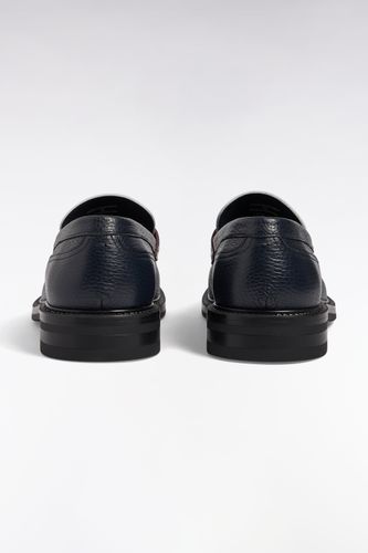 Mocassins En Cuir Grainé Marine Écrus Et Marron - Eden Park - Modalova