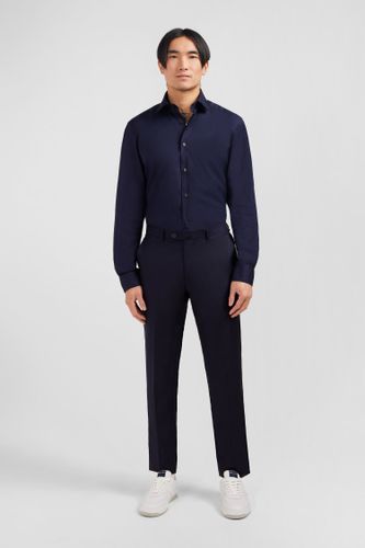 Pantalon regular bleu foncé en laine à plis cassés - EDEN PARK - Modalova