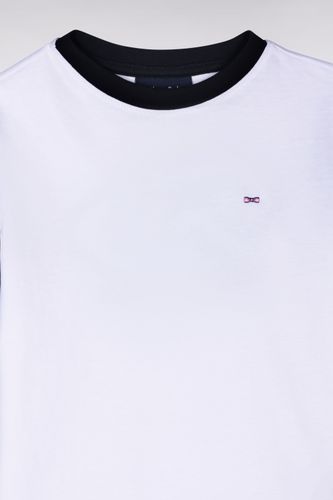 T-shirt En Coton Marine Et Blanc À Broderie Dos Cerclée Coupe Droite - Eden Park - Modalova