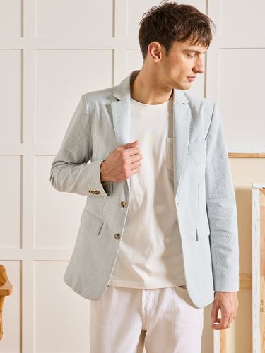 Veste blazer seersucker rayé homme - Cyrillus - Modalova