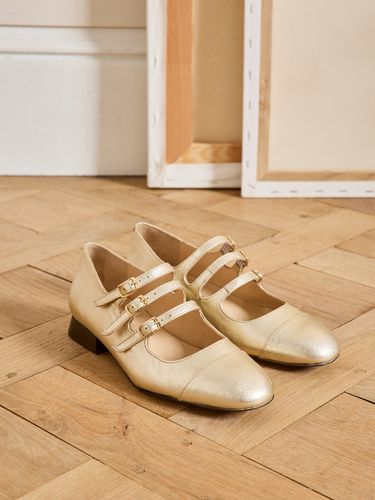Ballerines cuir triple bride femme - Cyrillus - Modalova