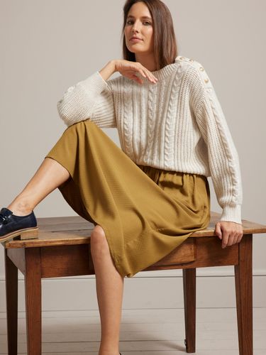 Jupe mi-longue unie viscose dobby - Cyrillus - Modalova