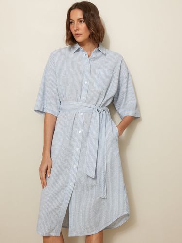Robe-chemise mi-longue seersucker rayé - Cyrillus - Modalova