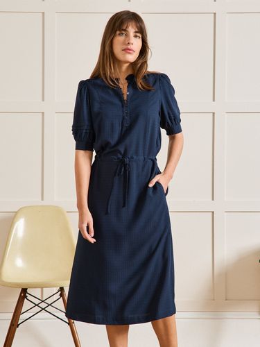 Robe longue unie col volanté viscose dobby - Cyrillus - Modalova