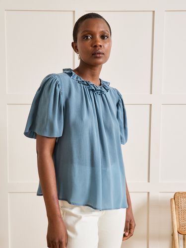 Blouse viscose satinée col volanté - Cyrillus - Modalova