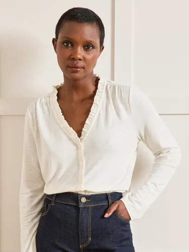 T-shirt col V boutonné lin et viscose - Cyrillus - Modalova